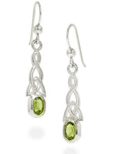 Celtic Trinity Knot and Genuine Peridot Hook Earrings